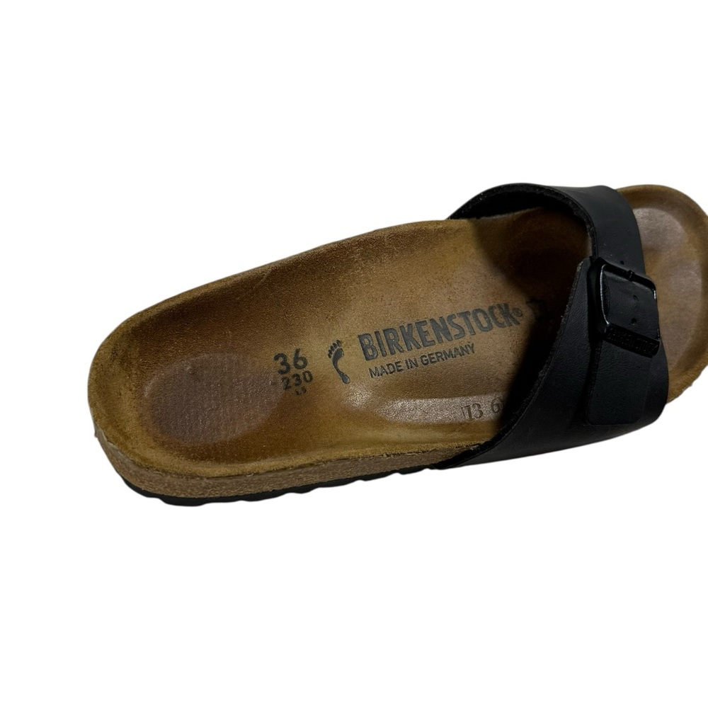 Birkenstock Madrid Black Sandals Women’s Size 5 Single Strap Buckle Cork Footbed - Picture 10 of 11